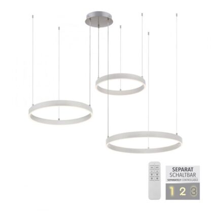 Pendellampa LILLUTI, stor modern LED lampa, silver matt