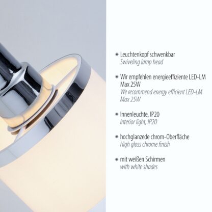 Vägglampa ACCOR, enkel spot, krom, beige - Bild 4