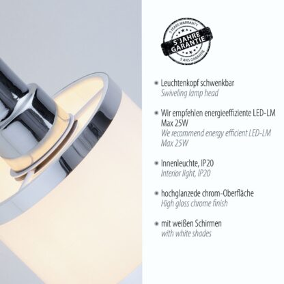 Vägglampa ACCOR, enkel spot, krom, beige - Bild 5