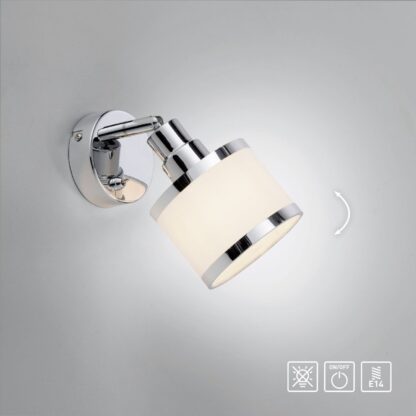 Vägglampa ACCOR, enkel spot, krom, beige - Bild 7