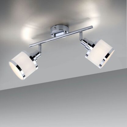 Taklampa ACCOR, spot med två ljus, krom, beige - Bild 4