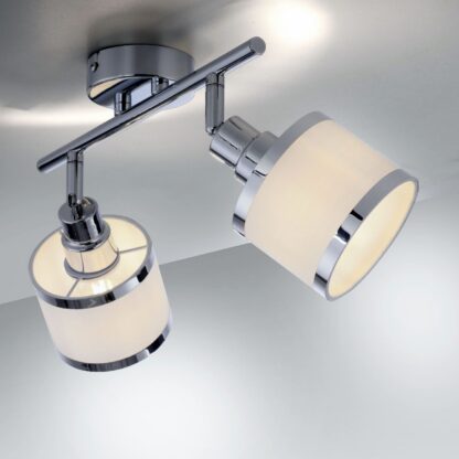 Taklampa ACCOR, spot med två ljus, krom, beige - Bild 2