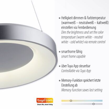 Pendellampa KETO ANIKA, rund modern LED lampa med fjärrkontroll - Bild 6