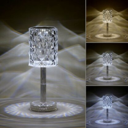 Bordslampa KRISTALA, diamant ljuseffekter, portabel med USB kabel - Bild 8