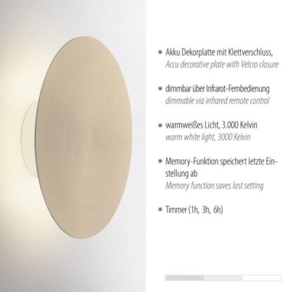 Vägglampa AKKU PUNTUA, LED-batterilampan i matt mässingsfärg - Bild 3