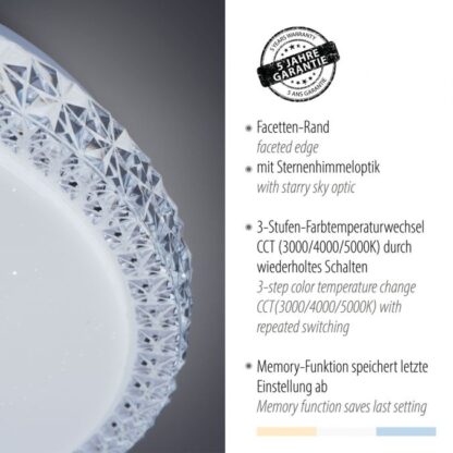 Plafond MISTAR, LED kristalleffekt, vit, transparent, stjärnhimmel - Bild 4