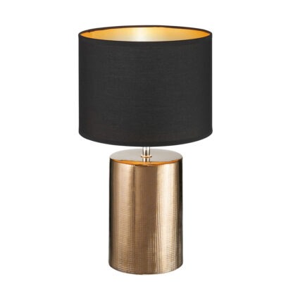 Bordslampa AURO, lampfot i bronsoptik med svart tygskärm