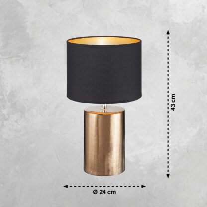 Bordslampa AURO, lampfot i bronsoptik med svart tygskärm - Bild 4