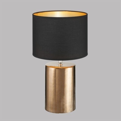 Bordslampa AURO, lampfot i bronsoptik med svart tygskärm - Bild 5