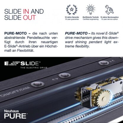 PURE MOTO e-SLIDE® grå elektriskt utdragbar pendellampa - Bild 4