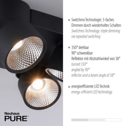 Spotlight PURE-NOLA 4 vridbar, dimbar, svart - Bild 5