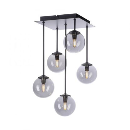 Taklampa DEKO, svart, glaskupor, snygg design
