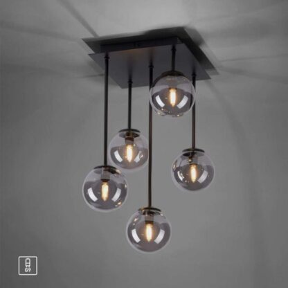 Taklampa DEKO, svart, glaskupor, snygg design - Bild 8
