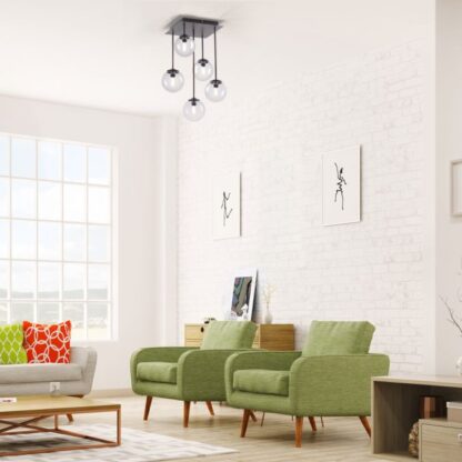 Taklampa DEKO, svart, glaskupor, snygg design - Bild 2