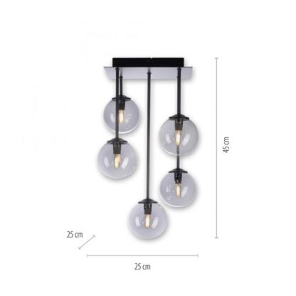 Taklampa DEKO, svart, glaskupor, snygg design - Bild 5
