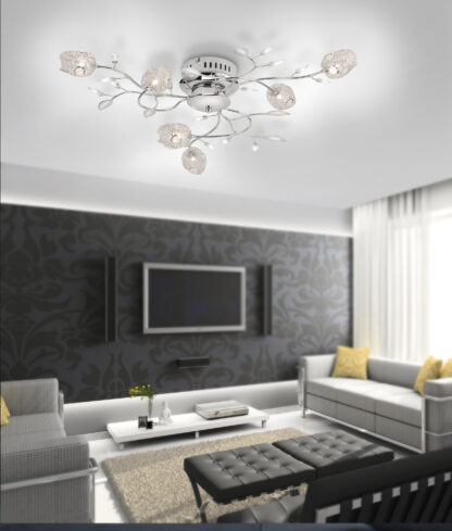Taklampa FILIGRAN, floral design, silver, glas - Bild 2