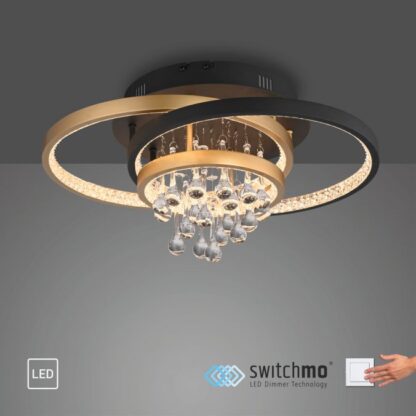 Taklampa ROTAZO, LED, kristall, mässing och svart - Bild 9