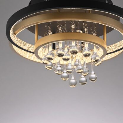 Taklampa ROTAZO, LED, kristall, mässing och svart - Bild 4