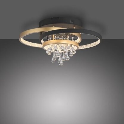 Taklampa ROTAZO, LED, kristall, mässing och svart - Bild 5