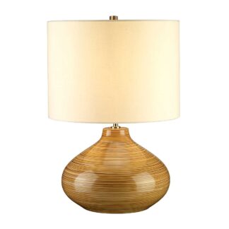 Bordslampa BAILEYS - Trä optik med tyg skärm beige