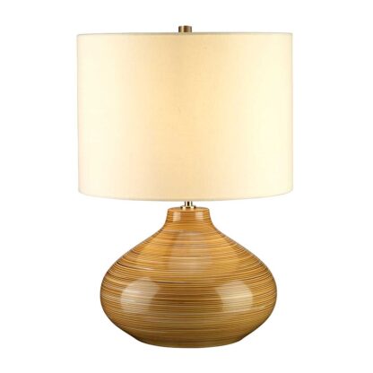 Bordslampa BAILEYS - Trä optik med tyg skärm beige