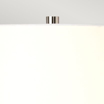 Bordslampa MUSWELLI - röd retro keramik och vit tygskärm - Bild 4