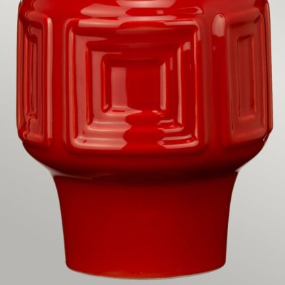 Bordslampa MUSWELLI - röd retro keramik och vit tygskärm - Bild 2