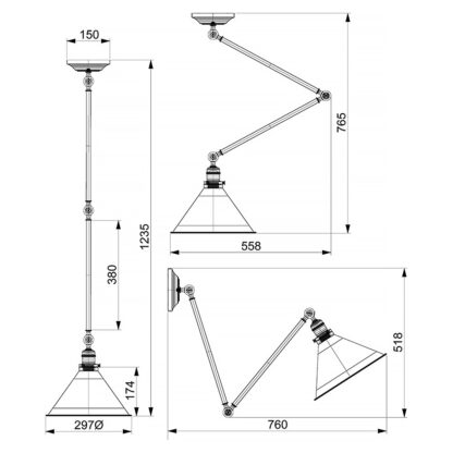 Vägglampa o taklampa LOVA metall skärm antik brons - Bild 4