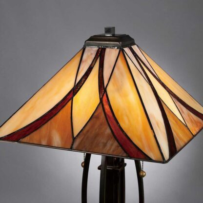 Bordslampa AVILLE - Tiffany lampa, handgjort beige röd brun - Bild 6