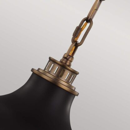 Pendellampa CADENCE 2 mörk antik mässing matt svart glas kupa - Bild 3