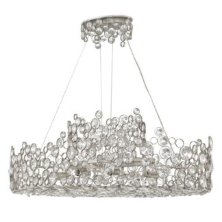 Pendellampa GLAMOUR stor kristall lampa bladsilver finnish