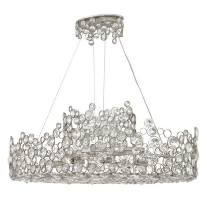 Pendellampa GLAMOUR stor kristall lampa bladsilver finnish