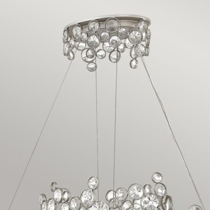 Pendellampa GLAMOUR stor kristall lampa bladsilver finnish - Bild 3