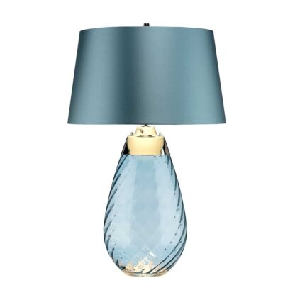 Bordslampa LENA blå74cm hög glas och satin