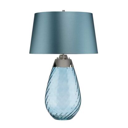 Bordslampa LENA blå74cm hög glas och satin - Bild 6