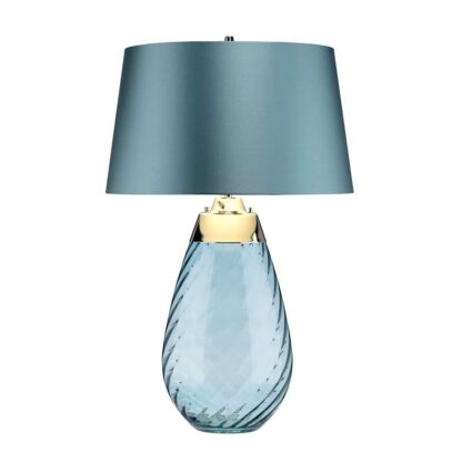 Bordslampa LENA blå74cm hög glas och satin - Bild 5