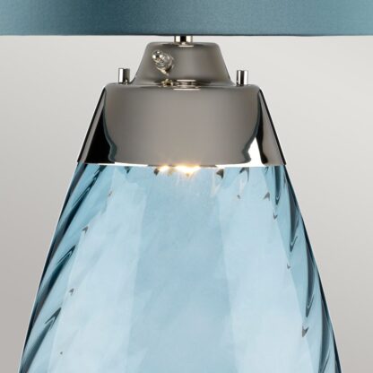 Bordslampa LENA blå74cm hög glas och satin - Bild 4