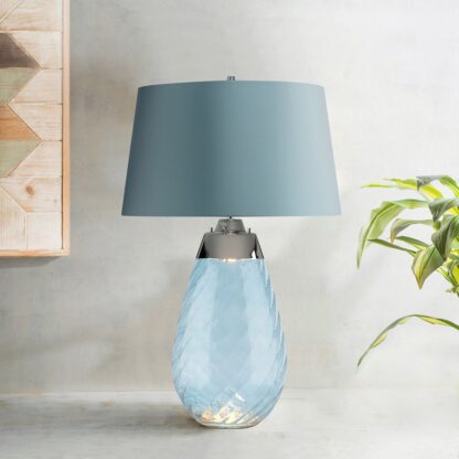 Bordslampa LENA blå74cm hög glas och satin - Bild 2