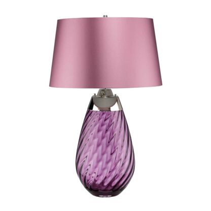 Bordslampa LENA plommon 74cm hög glas och satin - Bild 5