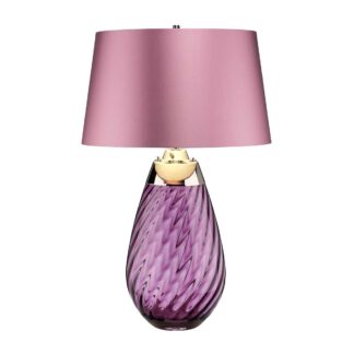 Bordslampa LENA plommon 74cm hög glas och satin