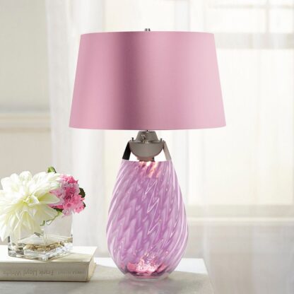 Bordslampa LENA plommon 74cm hög glas och satin - Bild 2