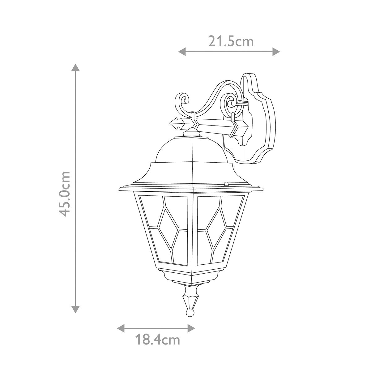Fasadlampa NORFOLK, klassisk stil, svart, blyglas - Bild 5