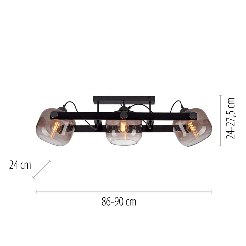Taklampa CUP 2.0, rökfärgad glas, 3 ljus - Bild 7