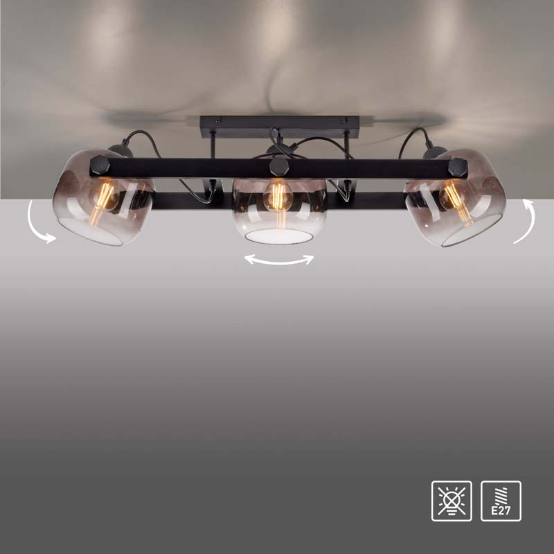 Taklampa CUP 2.0, rökfärgad glas, 3 ljus - Bild 8