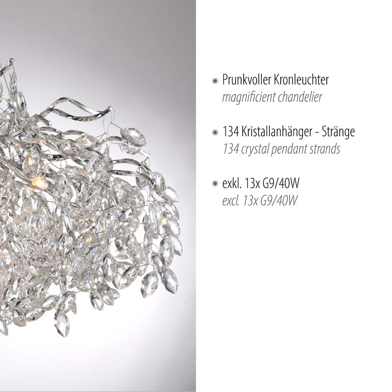 Chandelier RICICLE 2, kristallkrona med kromade detaljer - Bild 14