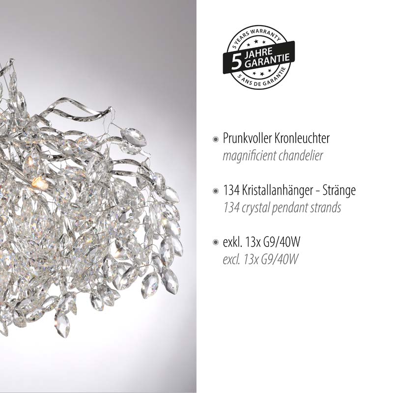 Chandelier RICICLE 2, kristallkrona med kromade detaljer - Bild 13