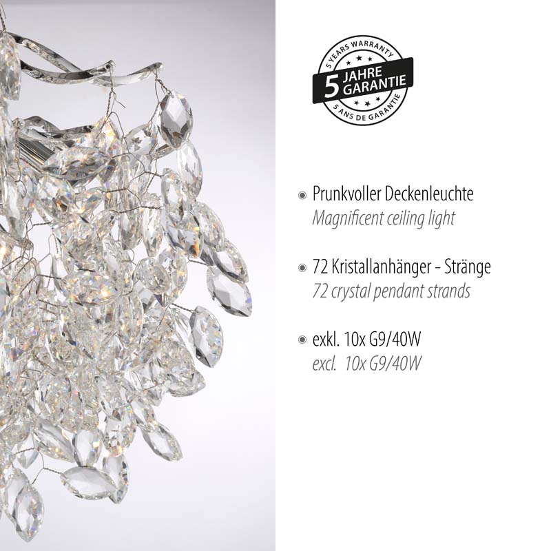 Taklampa RICICLE, kristallplafond med kromade detaljer - Bild 13