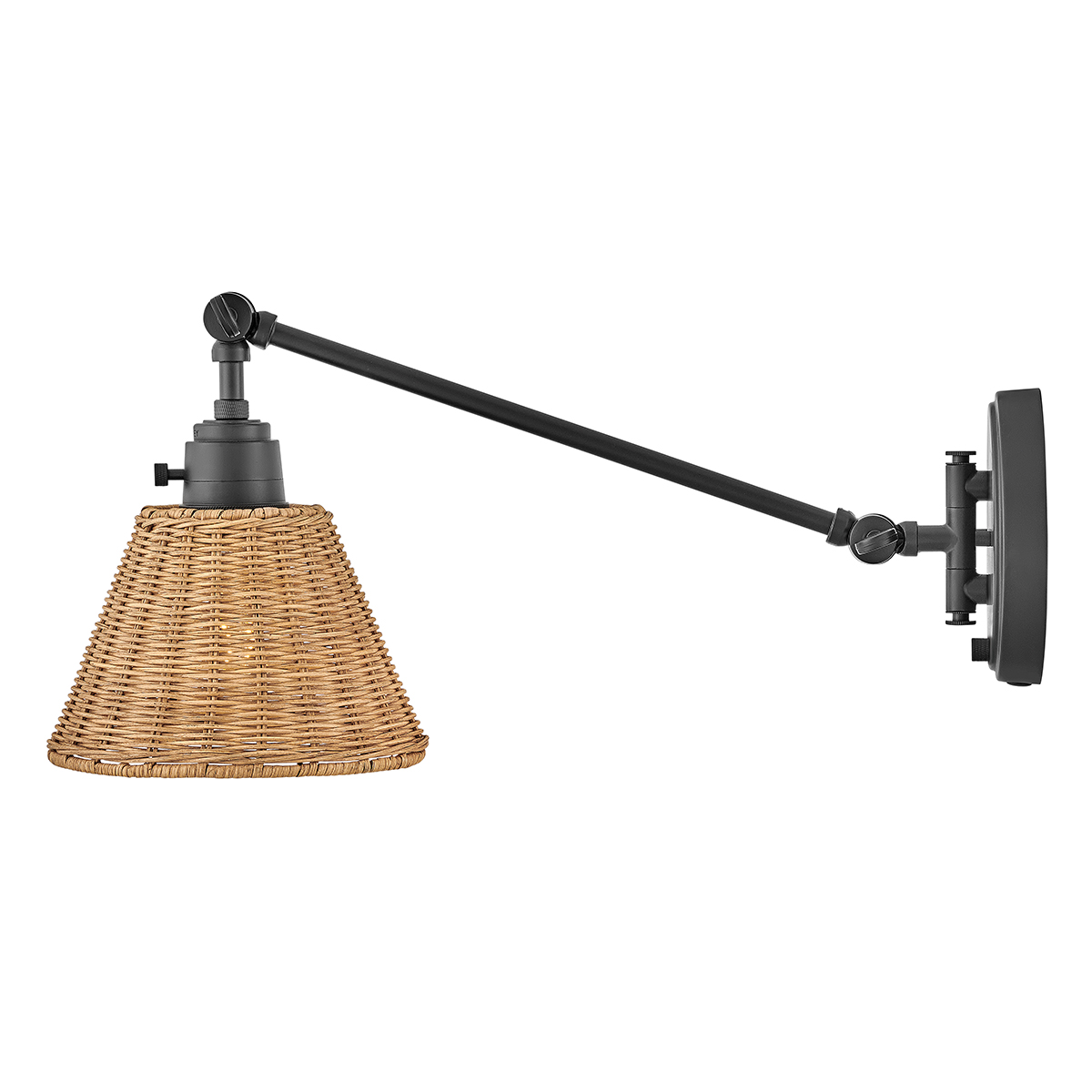 Vägglampa ARTI, svart, rottingskärm - Bild 2