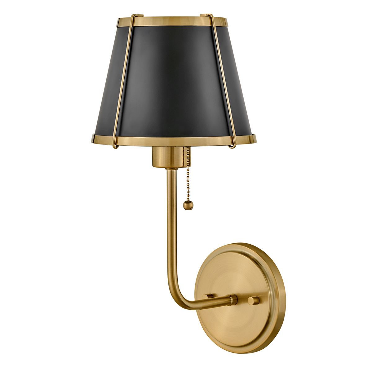 Vägglampa CLARKE, varm mässing och svart metallskärm