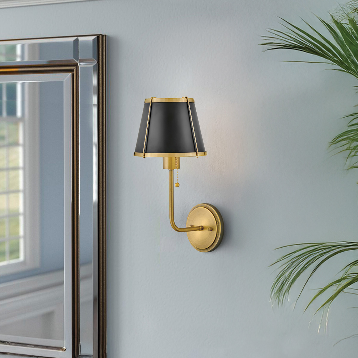 Vägglampa CLARKE, varm mässing och svart metallskärm - Bild 7